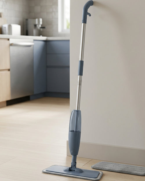 Gavno Flat Spray Mop with 600 ml Bottle and Two Pads Slate Blue - Lifestyle view